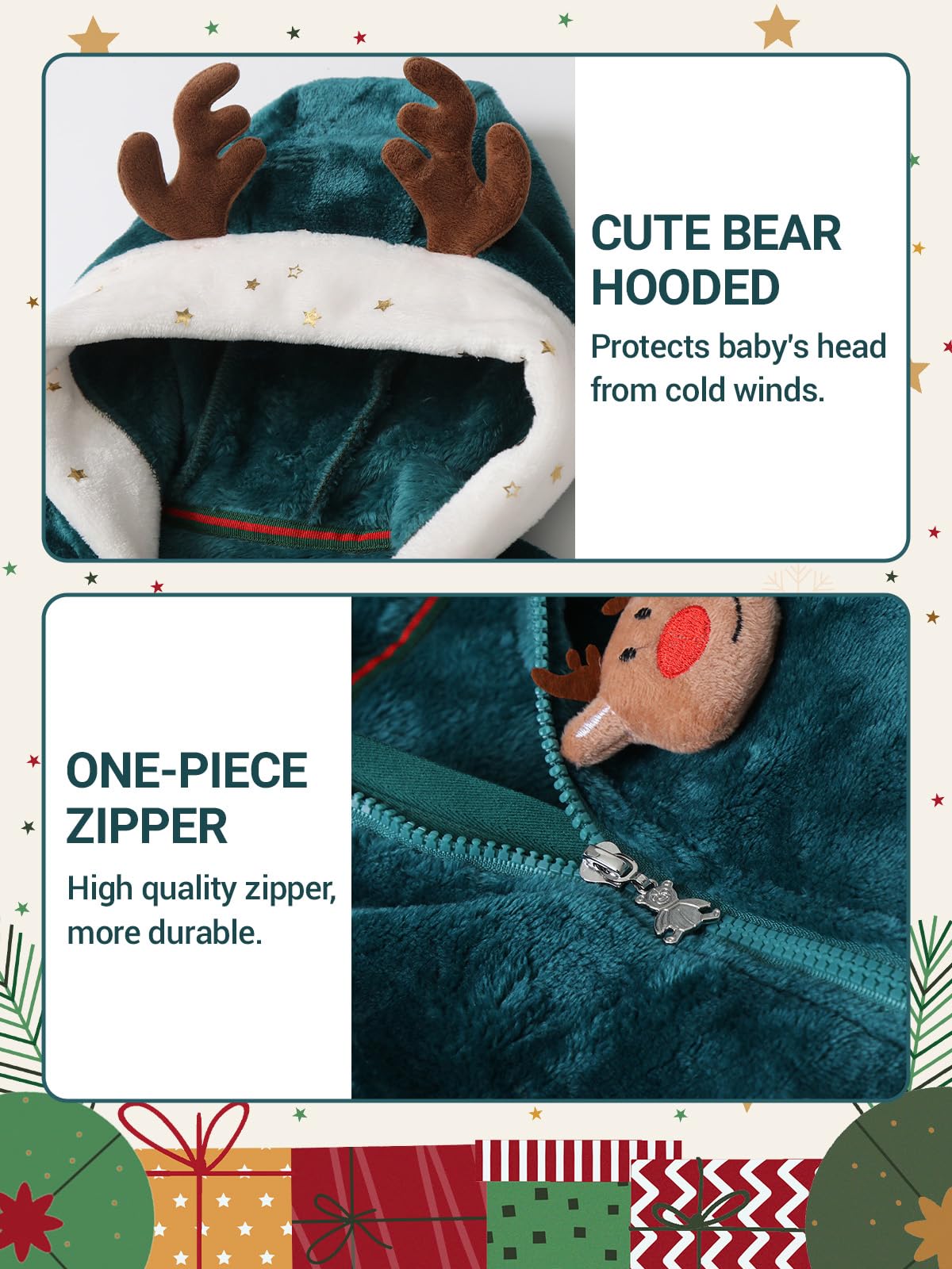 Baby Overall Winter Fleece Schneeanzug Baby Warm Strampler mit Kapuze Herbst Winter für Jungen Mädchen 0-12 Monate