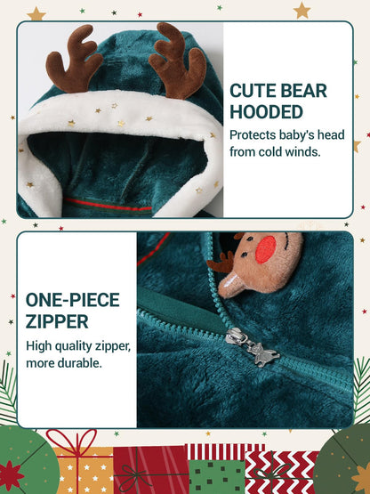Baby Overall Winter Fleece Schneeanzug Baby Warm Strampler mit Kapuze Herbst Winter für Jungen Mädchen 0-12 Monate