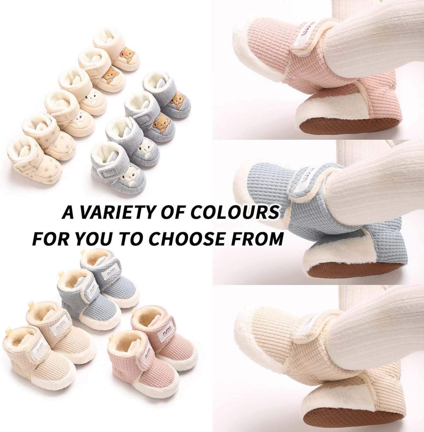 Baby Winter Shoes Warm Baby Shoes Winter Non-Slip Adjustable Newborn Snow Shoes First Walking Shoes Lined Thermal Fleece Crawling Shoes Slippers Winter Boots 0-18 Months 