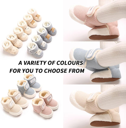 Baby Winter Shoes Warm Baby Shoes Winter Non-Slip Adjustable Newborn Snow Shoes First Walking Shoes Lined Thermal Fleece Crawling Shoes Slippers Winter Boots 0-18 Months 