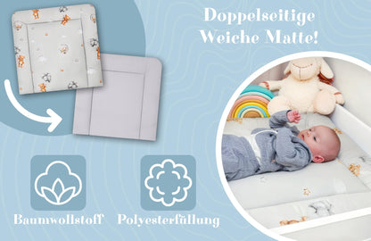 Wickelauflage Wickelunterlage aus Baumwolle 75x72 cm - Weich und waschbar Wickelunterlage für Babys Wickelmatte aus Stoff für Wickeltisch Wickelkommode oder Waschmaschine 75 x 72 Wilde Rose