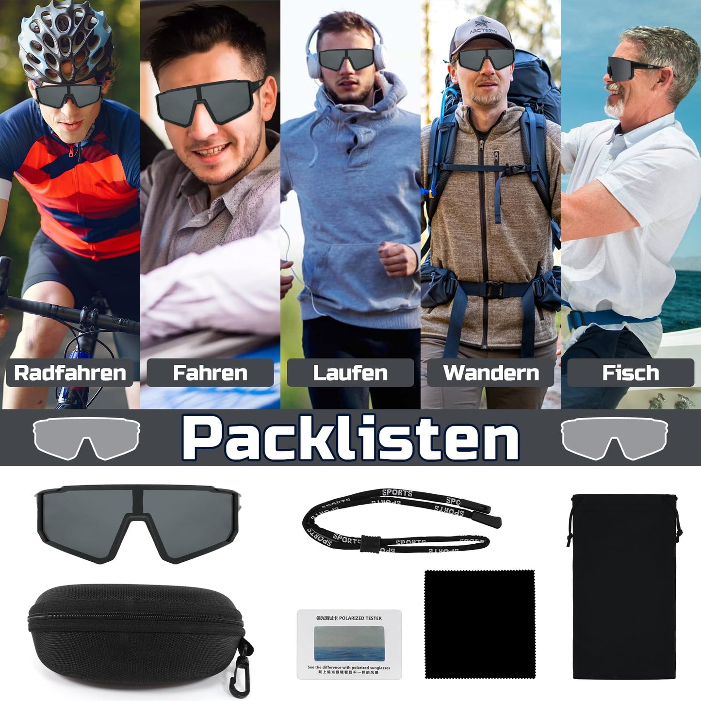 Rosedreamer Schnelle Brille Sport Sonnenbrille Herren Damen Polarisierte Sonnenbrille Fahrradbrille Laufbrille für MTB Rennrad Radfahren Biking Ski FahrradLaufen mit UV400 Schutzbrille