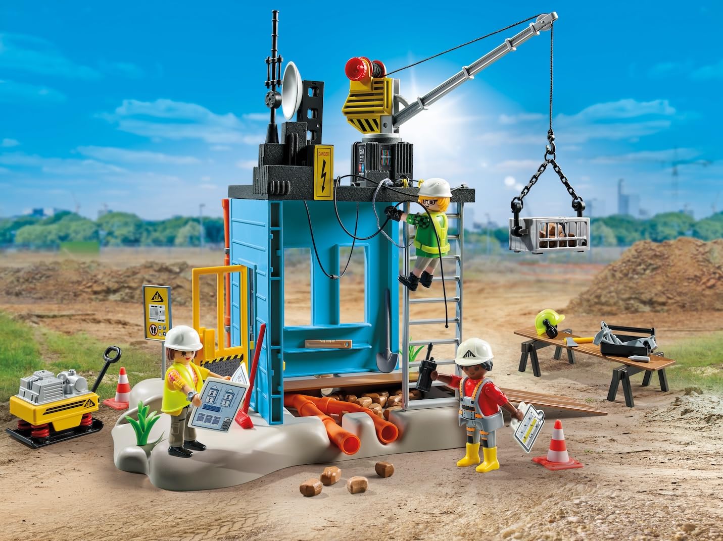 PLAYMOBIL Road Construction Site Toy Child Construction Site Play Set Toy for Children from 4 Years 71751