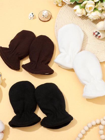 Boyiee 3 Pairs Newborn Baby and Toddler Winter Mittens Gloves Fleece