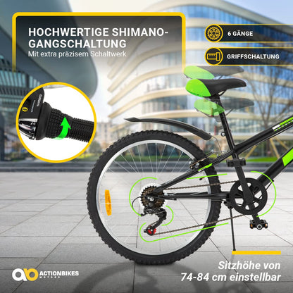 Actionbikes Kinderfahrrad Arrow | 20 Zoll 24 Zoll - V-Brake Bremsen - Fahrrad für Kinder von 6-12 Jahren - Schutzblech v. / h - Kinder Fahrrad für Mädchen & Jungen - Fahrräder - Bicycle - Kinderrad - Meloni2