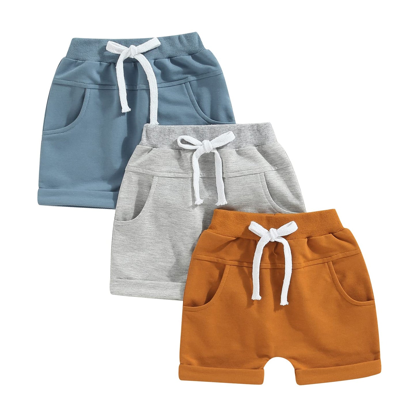Himllauen Baby Jungen Shorts 3er-Pack Sommer Einfarbig Shorts 0-3 Jahre Kinder Kurze Hosen