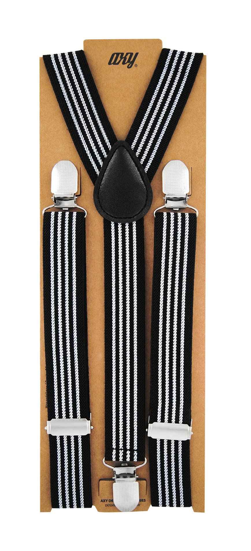 axy HTK25-1 Children's Boys Braces Y Shape Wide 2.5 cm with 3 Strong Clips Can be Combined with Bow Tie Plain Colours