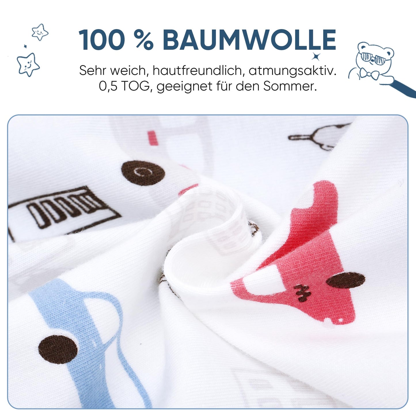 amo nenes 3er Pack Baby Strampler Neugeborene 0.5 Tog mit Füßen und Ärmel 100% Baumwolle Atmungsaktiv Baby Jungen Mädchen Overall, Baby Kleidung Langärmelige, 0-24 Monate