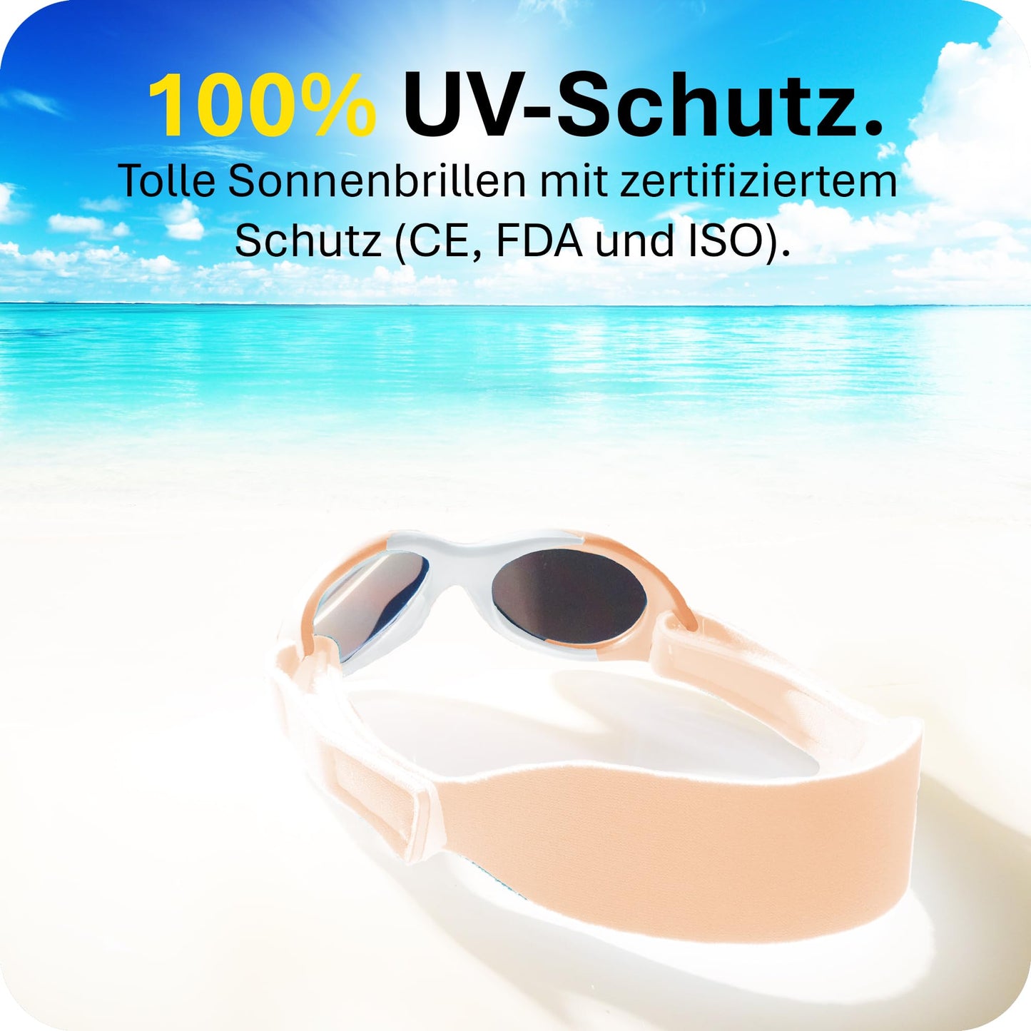 Mausito BABY Sonnenbrille 0-18 Monate Mädchen I VERGLEICHSSIEGER Sonnenbrille Baby 100% UV-Schutz I BIEGSAM & verstellbares Band I Schadstofffrei I Europäisches Design für Kinder gemacht