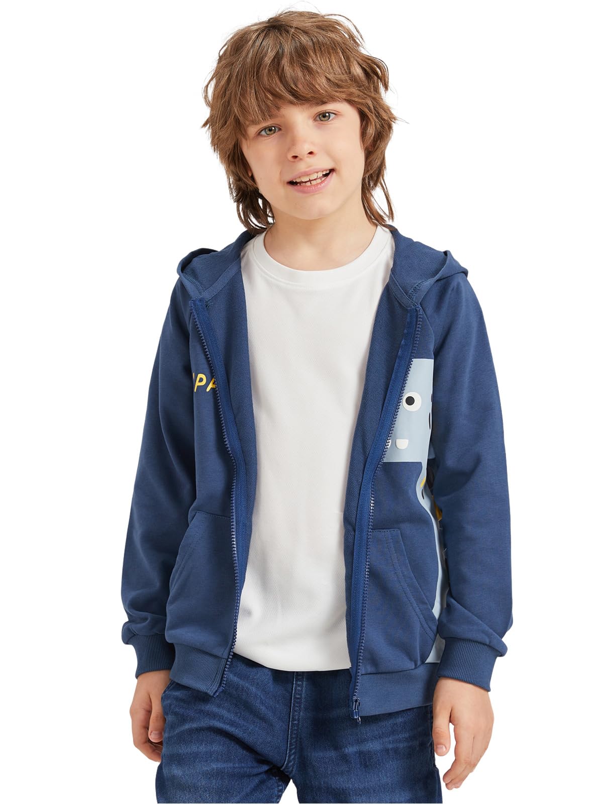 Alleen Boys' Sweat Jacket Hoodie Long Sleeve Cotton Children's Pullover Dino Hoodie Jacket with Hood and Zip 
