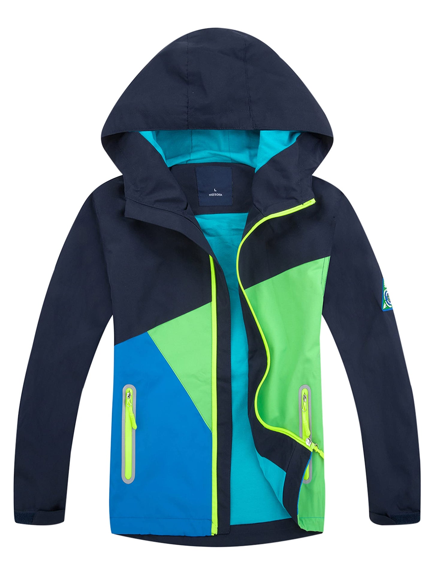 YOUNGSOUL Kinder Wind und Wasserdicht Regenjacke mit Farbblock