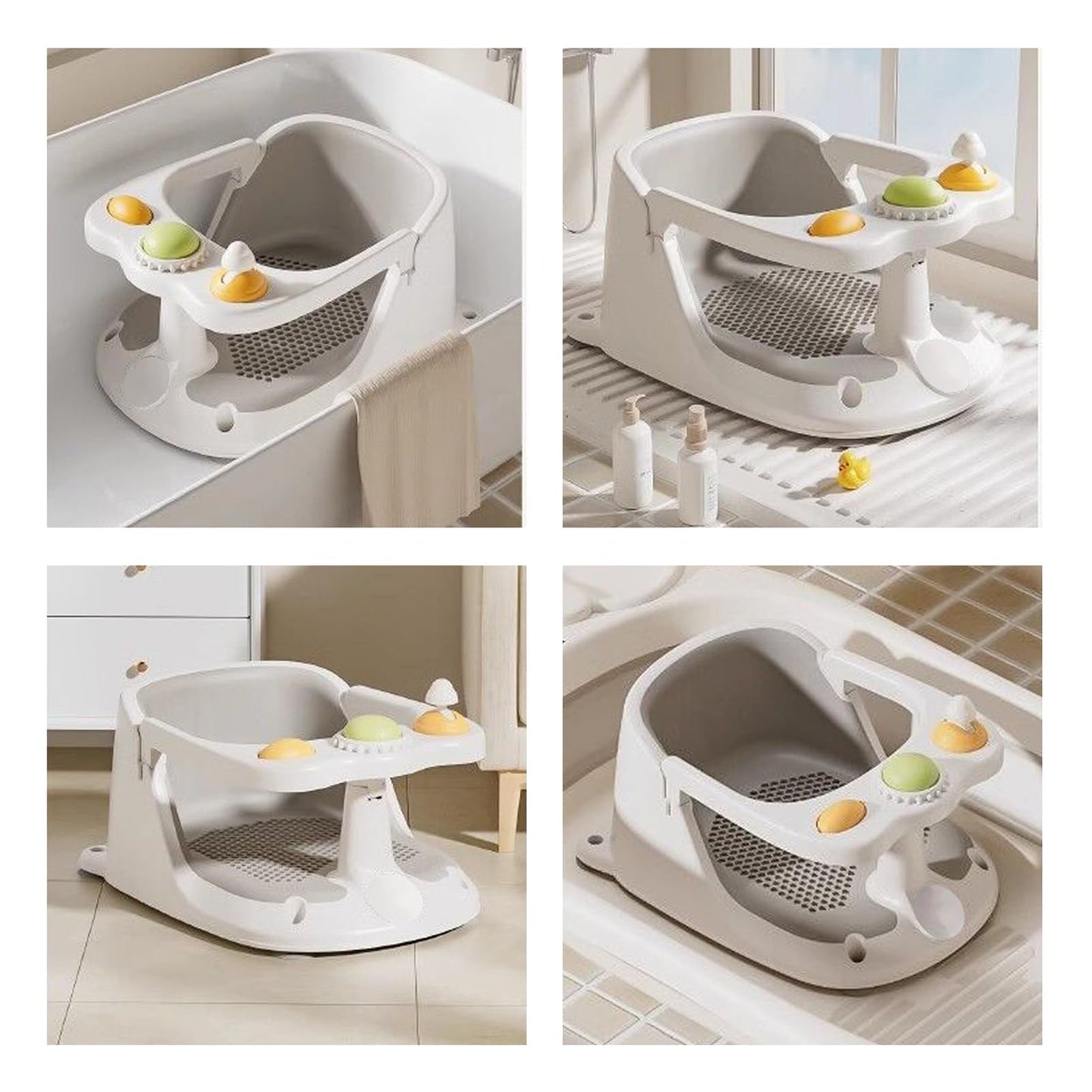 Bebamour Baby Bath Seat 6 Months + Child Bathtub Non-Slip Bath Chair, Water Jug