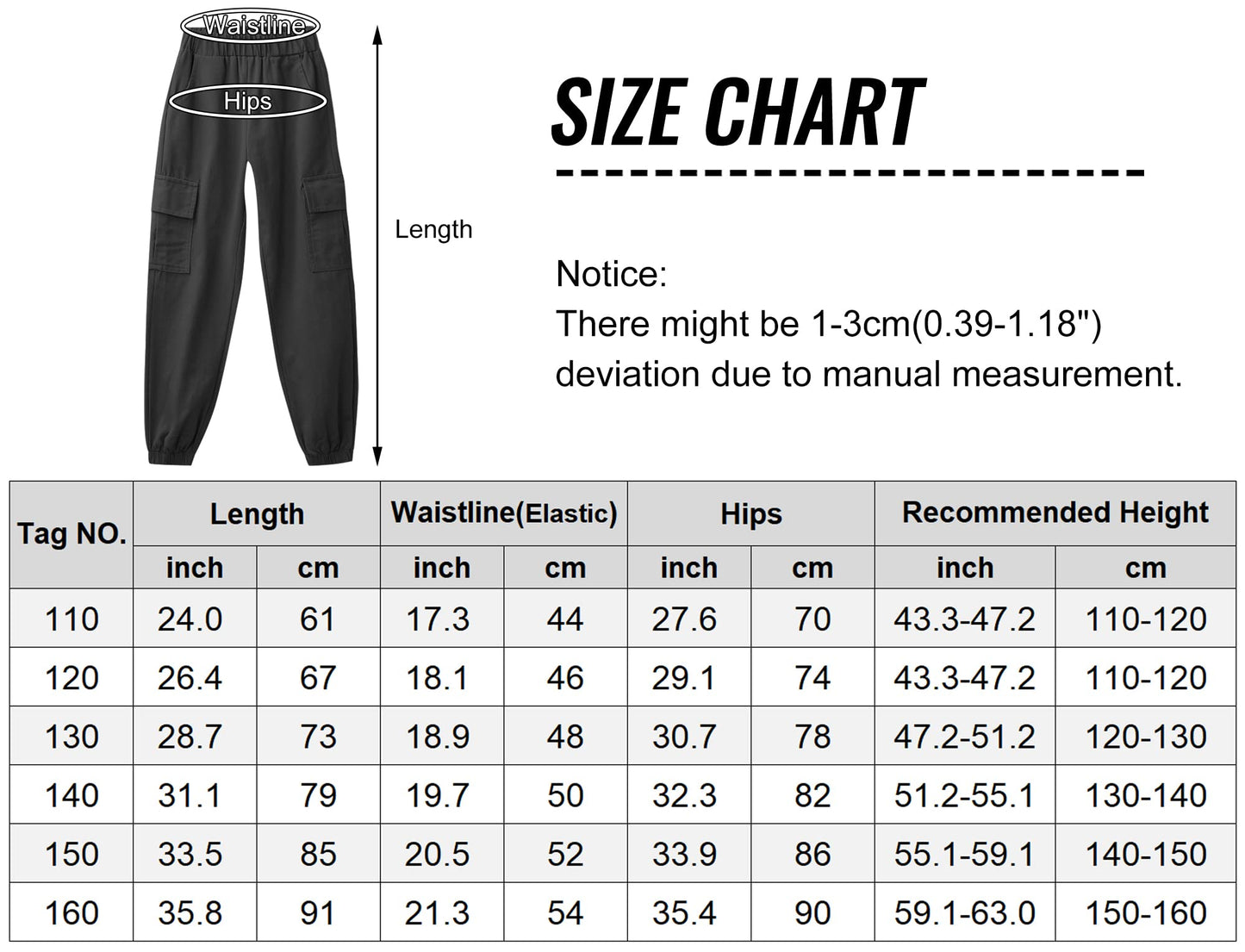 SEAUR Cargo Hose Mädchen Freizeithose Hip Hop Hose mit Gummibung Sporthose Jogginghose mit Taschen Kordelzug Trainingshose Sport Freizeit Streetwear - 100-160cm