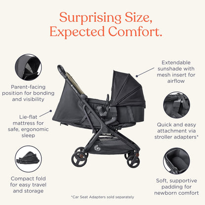 Ergobaby Metro3 Kinderwagen Buggy mit Liegefunktion, Baby-Buggy ab Geburt bis 22kg (0-4 Jahre), Zusammenklappbar und Autositz Kompatibel, höhenverstellbarer Griff, ergonomischer Sitz, Graphite Grey