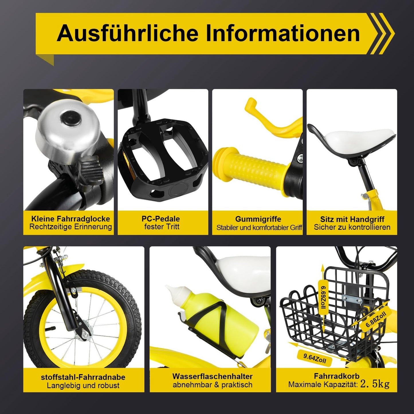 Charocean 12 Zoll Kinderfahrrad für ab 2-5 Jahre Jungen & Mädchen, Upgraded Kinder Fahrrad mit Stützrädern, Fahrrad für Kinder, HöHenverstellbar Kinderfahrräder für Schulung Outdoor Reiten - Meloni2