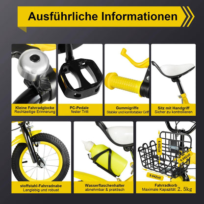 Charocean 12 Zoll Kinderfahrrad für ab 2-5 Jahre Jungen & Mädchen, Upgraded Kinder Fahrrad mit Stützrädern, Fahrrad für Kinder, HöHenverstellbar Kinderfahrräder für Schulung Outdoor Reiten - Meloni2