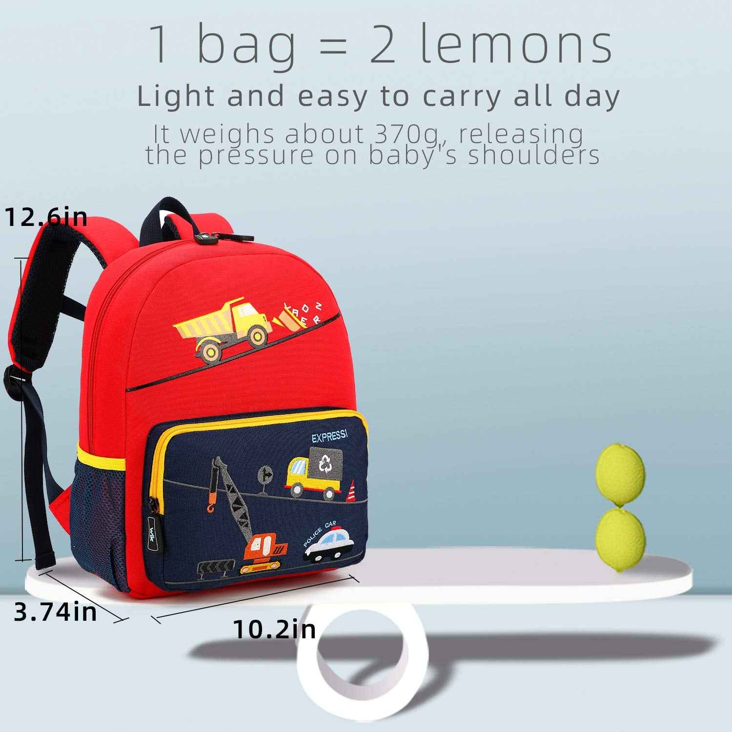 willikiva Car Dinosaur Toddler Kids Backpack for Boys and Girls Kids Waterproof Preschool Bag