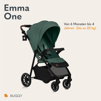 LIONELO Emma Plus Kinderwagen bis zu 15 kg, Kindersportwagen, leicht modern klein Buggy mit Liegeposition, zusammenklappbar, große Räder, großer Korb, Tasche Vivid Turkus