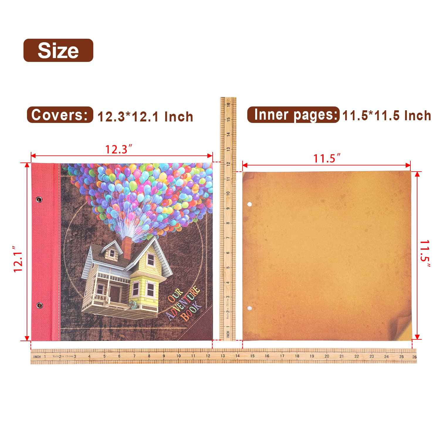 Unser Abenteuer Buch Album Foto Scrapbooking 12,3 x 12,1 Zoll, Abenteuer Buch Fotoalbum 60 Seiten, Fotoalbum für DIY Jahrestag für Männer, Kreative Geschenke Valentinstag