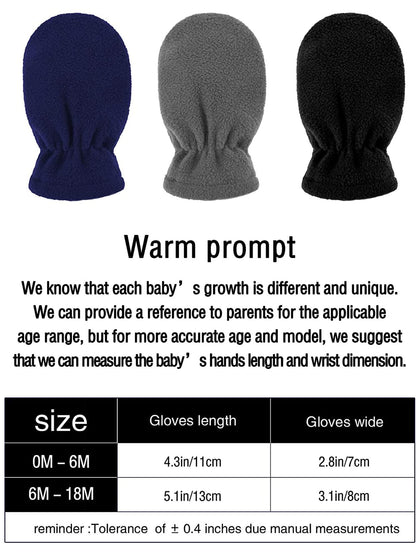 Boyiee 3 Pairs Newborn Baby and Toddler Winter Mittens Gloves Fleece