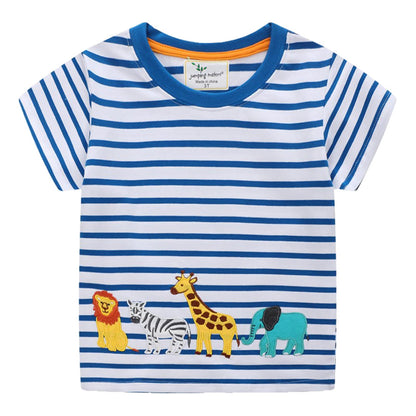 Unisex Baby T-Shirt Baumwolle Süß Karikatur Tier Muster Tops für 1-7 Jahre Alt