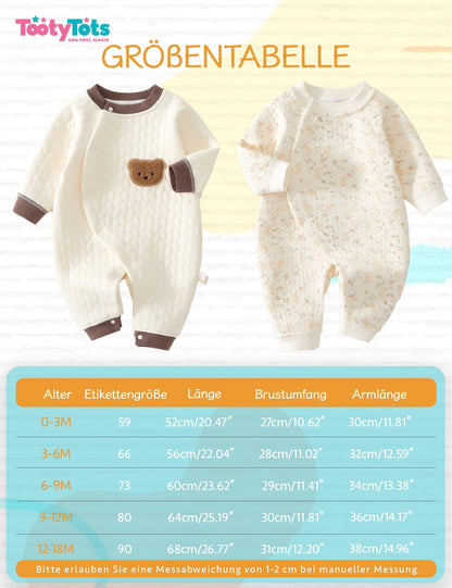 Neugeborener Unisex Strampler, Langarm-Overall, 100 % Baumwolle, weich und bequem, für Babys, Oberbekleidung und Nachtwäsche, geeignet für alle Jahreszeiten