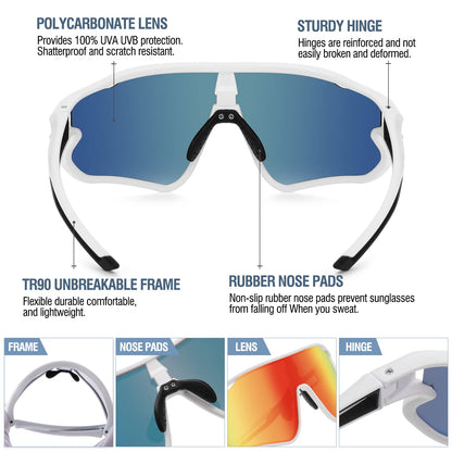 DUCO DK268 Children's Sunglasses Youth Baseball Sunglasses Lightweight TR90 Frame UV400 Sports Cycling Sunglasses for Boys Girls