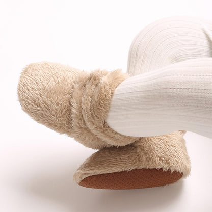 TMEOG Baby Winter Shoes Thermal Baby Shoes Crawling Shoes Fleece Baby Boots Non-Slip Warm Booties Baby Boots Lined Newborn Walk Shoes for Girls Boys 0-18 Months