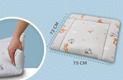 Wickelauflage Wickelunterlage aus Baumwolle 75x72 cm - Weich und waschbar Wickelunterlage für Babys Wickelmatte aus Stoff für Wickeltisch Wickelkommode oder Waschmaschine 75 x 72 Wilde Rose