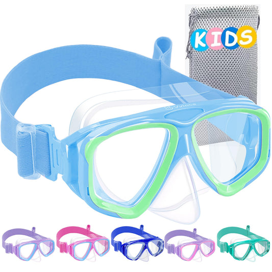 Vvinca Swimming Goggles for Kids with Nose Guard and Fabric Strap, Shatterproof, Anti-Fog and Waterproof for Children 3-14 Years