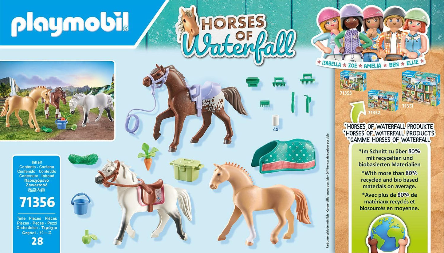 PLAYMOBIL Horses of Waterfall 71640 Kreativset mit Pferd und Stiften, inklusive Einer Figur, einem Pferd und DREI Crayola Stiften, künstlerisches Spielzeug für Kinder ab 5 Jahren