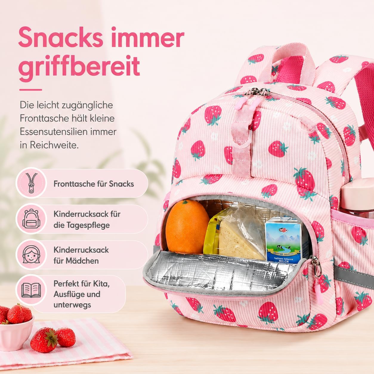 Kinderrucksack Jungen Kinder Rucksack Tagesrucksack Vorschulrucksack Kindergartentasche Schulrucksack für Schule Kita 38cm 3-8Y