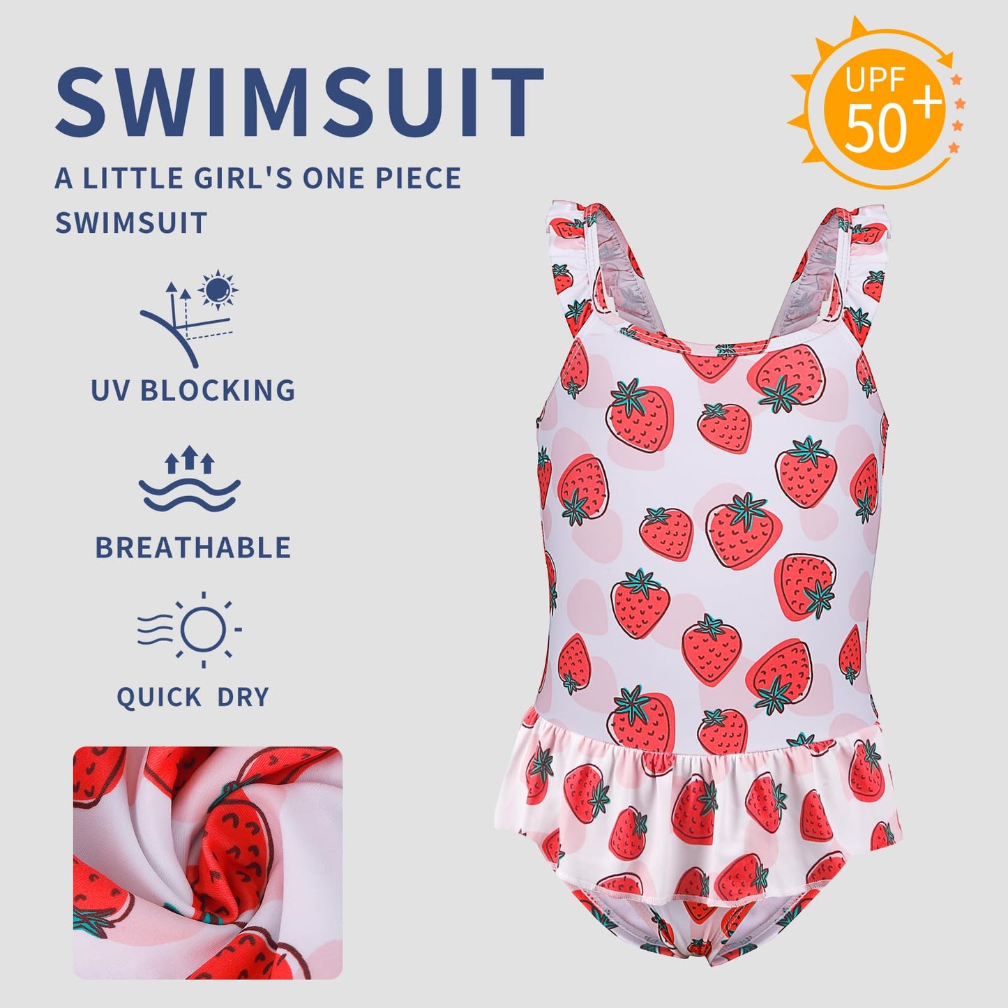 TIZAX Badeanzug für Mädchen Einteiliger Schwimmanzug Kleinkind Niedliche Rüschen Bademode Schnell trocknende Sommerferien Bikini für Kinder 2~7 Jahre