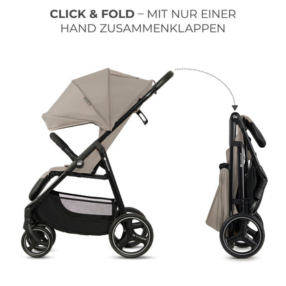 Kinderkraft TRIG 3 Kinderwagen, Kinderbuggy, Liegewagen, Sportwagen, Buggy, Zusammenklappen, Breite und tiefe Sitz, mit Liegeposition, 4 Rad Dämpfung, Große Dach, 5-Punkt-Gurt, bis zu 25 kg, Beige - Meloni2