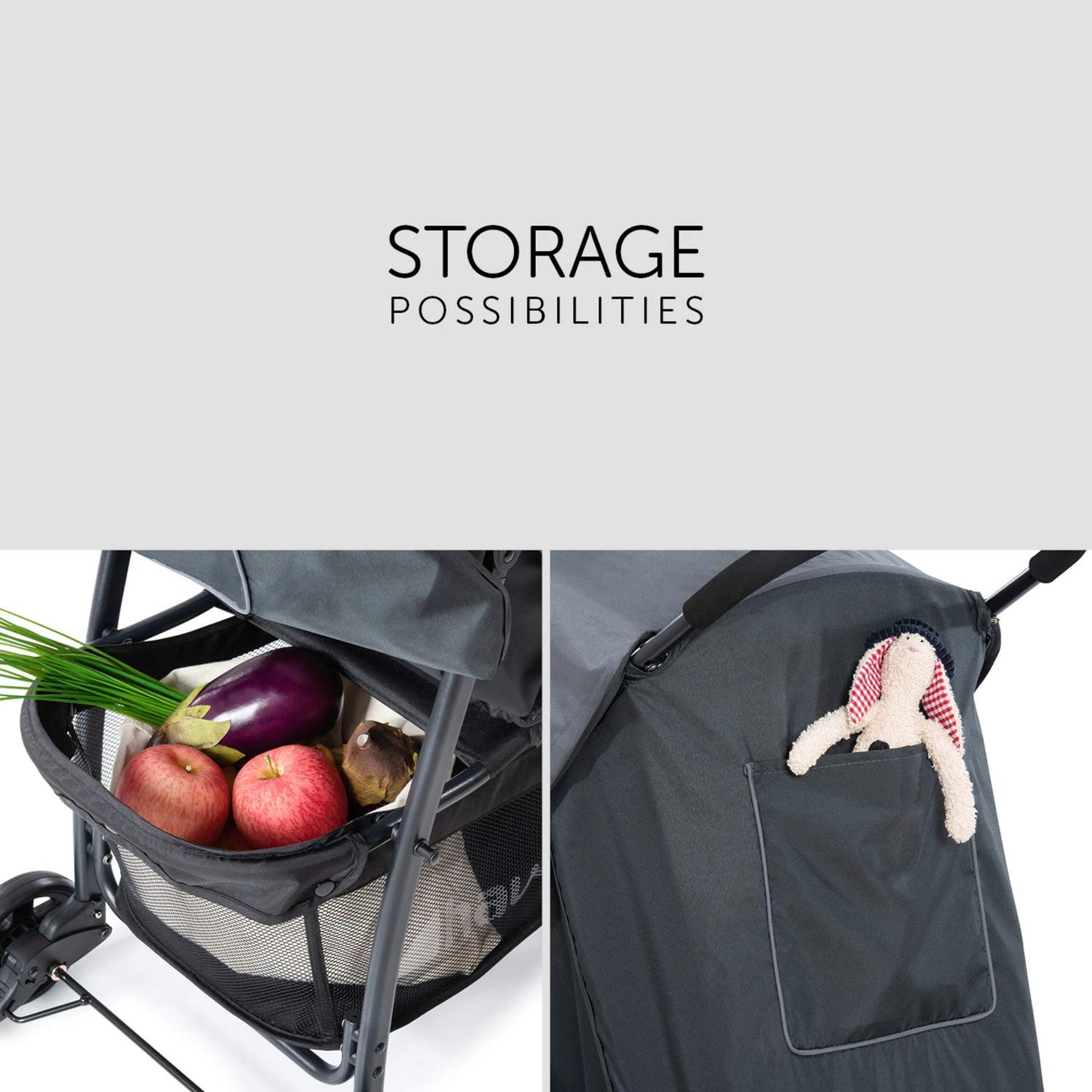 Hauck Lightweight Stroller up to 18 kg with reclining function from birth, small foldaway, sun canopy, large basket - Meloni2