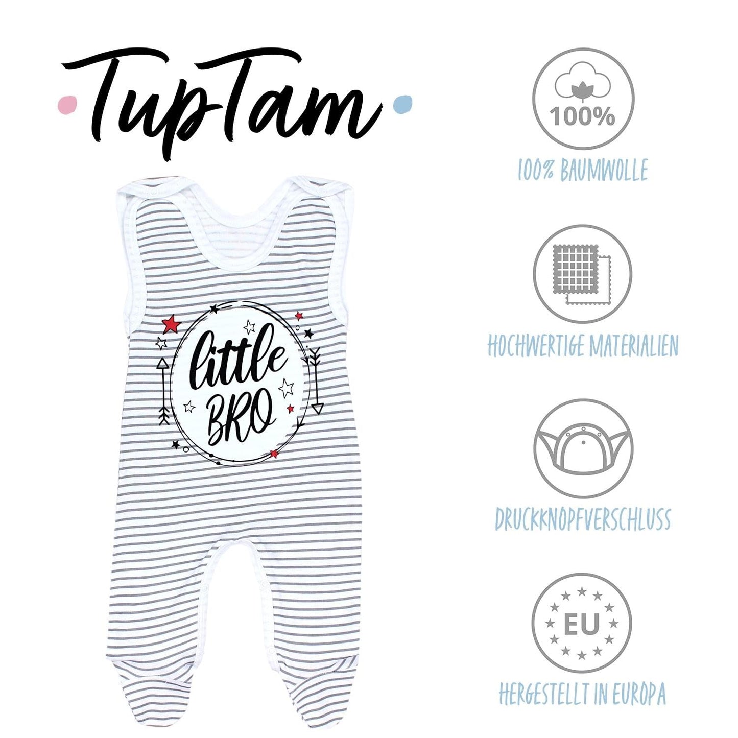 TupTam Baby Unisex Strampler mit Aufdruck Spruch 5er Pack