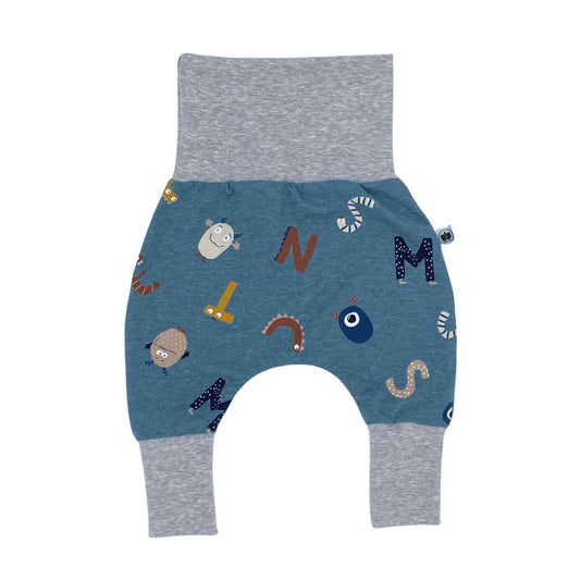 Growing Baby Baggy Trousers Made of Cotton Jersey - Handmade Growing Trousers Baby Trousers for Boys - Sizes 50-74 | 68-86 | 92-104 (Mini Rainbow Brown, 50-74)