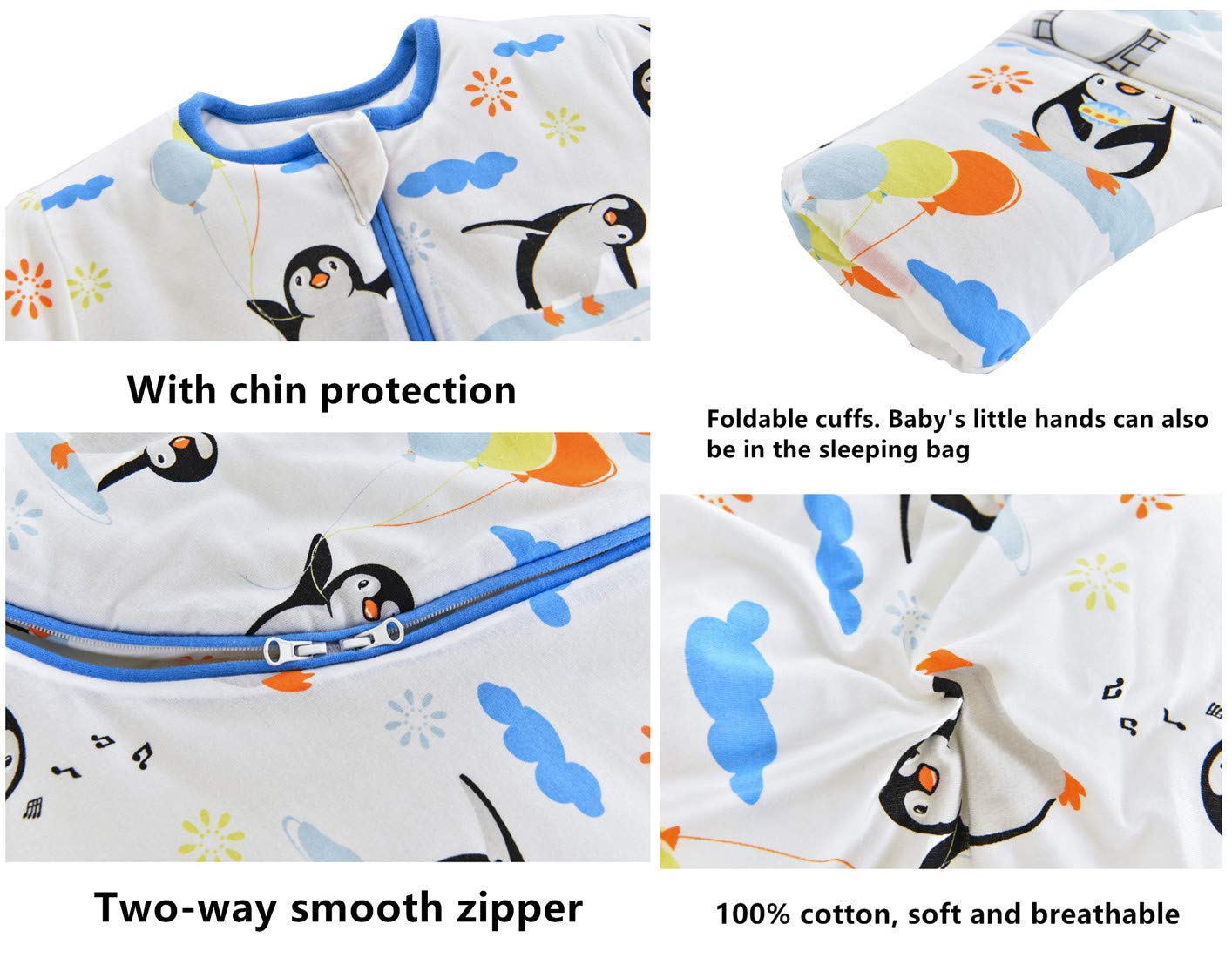 Chilsuessy Baby Sleeping Bag Winter with Removable Long Sleeve Organic Cotton Baby Sleeping Bag Small Children All-Year Sleeping Bag Pyjamas for Boys and Girls, Crown/2.5 Tog, 75-90 cm
