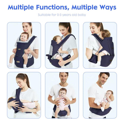 Baby Carrier Newborn with Hip Seat 3-in-1 Baby Carrier Ergonomic Breathable and Soft Baby Belly Carrier for Baby 0-36 Months, Baby Back Carrier 0-18 kg