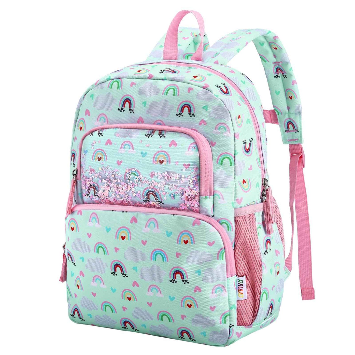 Kinderrucksack für Mädchen 5–8 Jahre, 12L Leichter & Wasserabweisender mit Brustgurt, Perfekt für Vorschule & Grundschule，Regenbogen