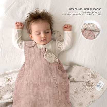 lulumoon Baby Sleeping Bag for 3-9 Months: Muslin Sleeping Bag Baby for Boys and Girls - Cotton Baby Sleeping Bag for 70 cm All-Year Children's Room