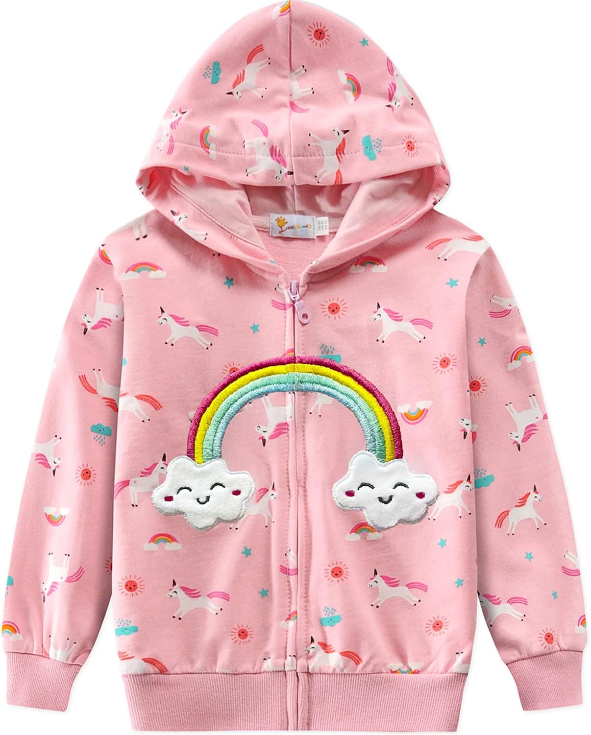 EULLA Children's Girls' Zip Up Hoodie Sweat Jacket Hooded Jacket Hooded Jacket Hoodie Long Sleeve Cotton Unicorn Pullover Hoodie Sweatshirt with Zip 92 98 104 110 116 122