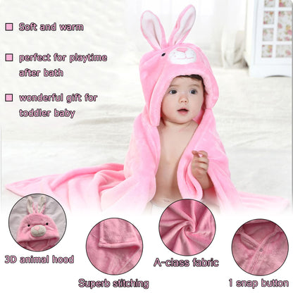 Doladola Baby Decke Babys Tier Design，Flanell Kinder Decke Kapuzenhandtuch für Mädchen und Jungen，Baby Kapuze Badeponcho Kinder Warm（gelbe Ente）