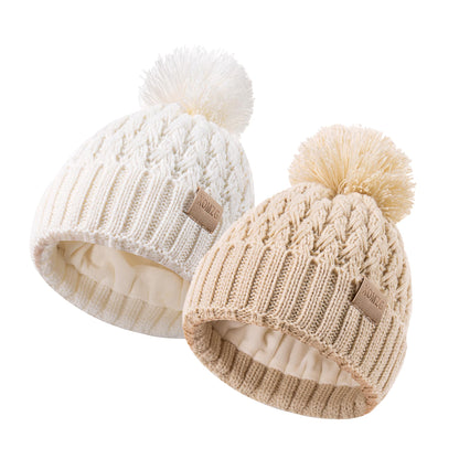 Baby Mützenhüte mit 2er Pack, warme Winterhüte für Jungen und Mädchen, Kleinkind Fleece gefüttert Kleinkind Babyhüte für 0-36 Monate
