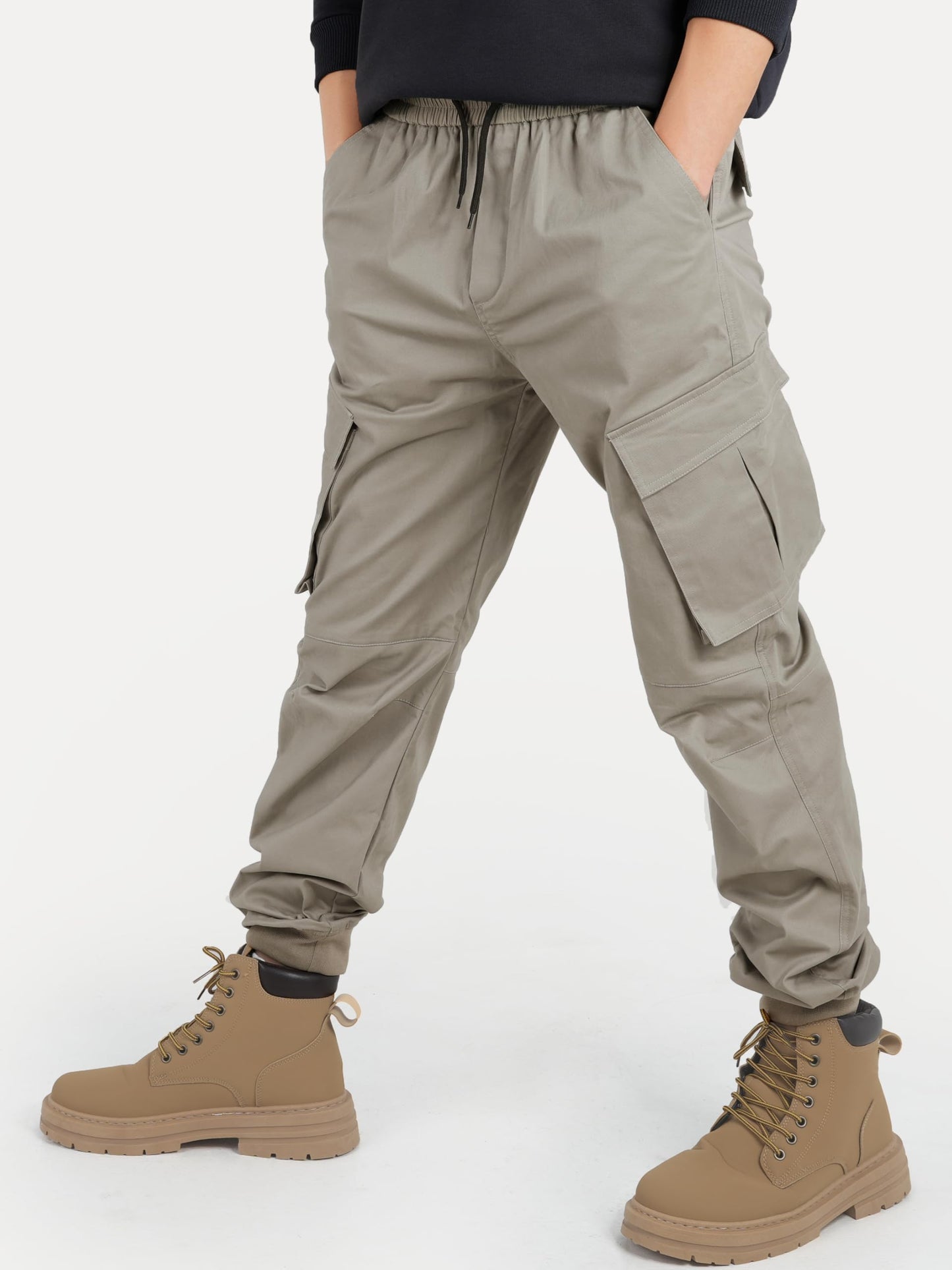 CAMLAKEE Jungen Jogger Hose aus Twil Cargohose mit elastischem Bund