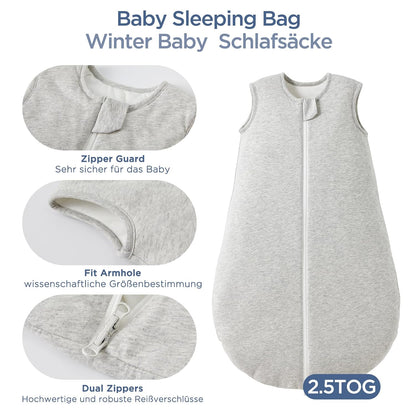 Duomiaomiao 3.5 Tog Baby Sleeping Bag, 100% Cotton Baby Sleeping Bag, Winter, Girls Newborn, Boys Sleeping Bag, Warm Newborn Children (100)
