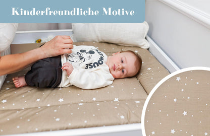 Wickelauflage Wickelunterlage aus Baumwolle 75x72 cm - Weich und waschbar Wickelunterlage für Babys Wickelmatte aus Stoff für Wickeltisch Wickelkommode oder Waschmaschine 75 x 72 Wilde Rose