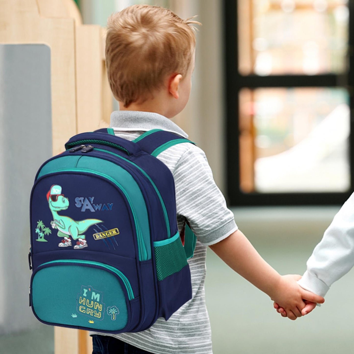 Kinderrucksack Jungen, Kleiner Dinosaurier Rucksack Kinder mit Brustgurt, Wasserdicht Vorschule Kleinkind Schulrucksack Kindergarten Schultasche (Dinosaurier Grün)