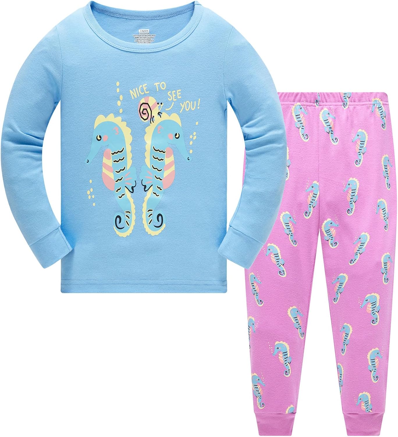 TEDD Girls' Pyjamas, Cotton, Cute, Unicorn, Long Sleeves, Two-Piece Pyjamas Set, Kids’ Sleepwear, Winter, Christmas, Sizes 1-12 Years