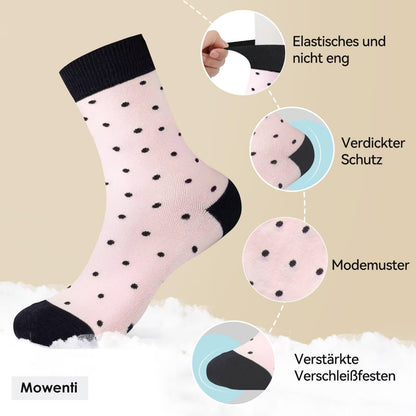 Mowenti Socken Mädchen 35-38 sportsocken strümpfe socks Mädchensocken bunte schwarz Streifen Punkte baumwollsocken 10 Paar